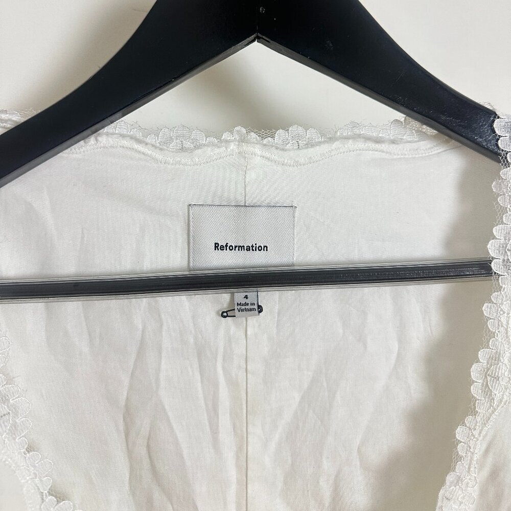 REFORMATION Alida Organic Cotton Button-Up Midi Dress in White Size US 4 - Picture 6 of 15